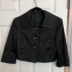 Black satin mini coat U.S size 0